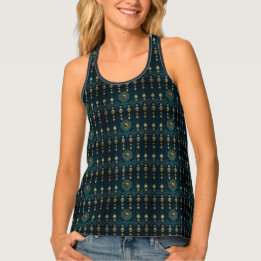 Boho Blauwgroen en  Gold Pattern Tanktop