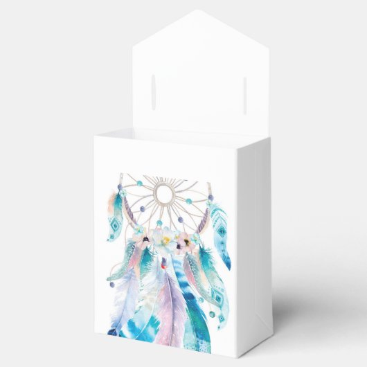 Boho Blauwgroen en Paars Baby shower Dreamweaver Bedankdoosjes (Geopend)