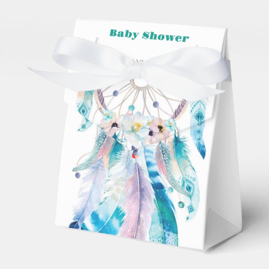 Boho Blauwgroen en Paars Baby shower Dreamweaver Bedankdoosjes (Voorkant Zijde)