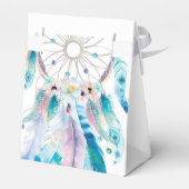 Boho Blauwgroen en Paars Baby shower Dreamweaver Bedankdoosjes (Achterkant)