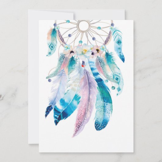 Boho Blauwgroen en Paars Baby shower Dreamweaver Kaart (Achterkant)