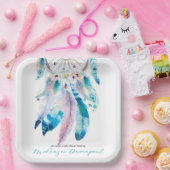 Boho Blauwgroen en Paars Baby shower Dreamweaver Papieren Bordje (Feest)