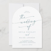 Boho Blauwgroen en Witte Foto QR Code Boog Huwelij Kaart (Voorkant)