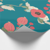 Boho Blauwgroen Floral Cadeaupapier (Hoek)