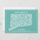 Boho Blauwgroen Floral Connecticut State verhuizen Aankondiging (Voorkant)