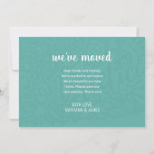 Boho Blauwgroen Floral Connecticut State verhuizen Aankondiging (Achterkant)