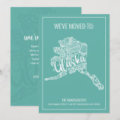 Boho Blauwgroen Floral Mandala Alaska State Verhui Aankondiging (Voorkant / Achterkant)