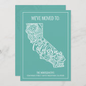 Boho Blauwgroen Floral Mandala California State Mo Aankondiging (Voorkant / Achterkant)