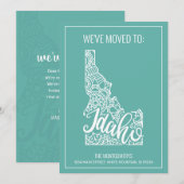 Boho Blauwgroen Floral Mandala Idaho State Moving Aankondiging (Voorkant / Achterkant)