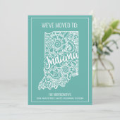 Boho Blauwgroen Floral Mandala Indiana State Movin Aankondiging (Staand voorkant)