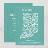Boho Blauwgroen Floral Mandala Indiana State Movin Aankondiging (Voorkant / Achterkant)