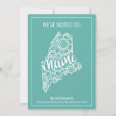 Boho Blauwgroen Floral Mandala Maine State Moving Aankondiging (Voorkant)
