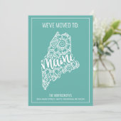 Boho Blauwgroen Floral Mandala Maine State Moving Aankondiging (Staand voorkant)