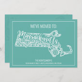 Boho Blauwgroen Floral Mandala Massachusetts verhu Aankondiging (Voorkant / Achterkant)