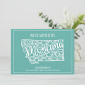Boho Blauwgroen Floral Mandala Montana Verhuizen Aankondiging (Staand voorkant)