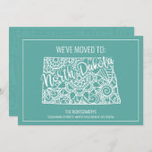 Boho Blauwgroen Floral Mandala North Dakota State  Aankondiging (Voorkant / Achterkant)