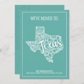 Boho Blauwgroen Floral Mandala Texas State verhuiz Aankondiging (Voorkant / Achterkant)