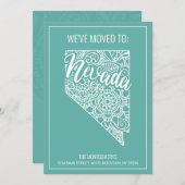 Boho Blauwgroen Floral Nevada State verhuizen Aankondiging (Voorkant / Achterkant)
