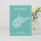 Boho Blauwgroen Floral West Virginia State Moving Aankondiging (Staand voorkant)