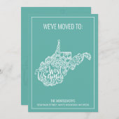 Boho Blauwgroen Floral West Virginia State Moving Aankondiging (Voorkant / Achterkant)
