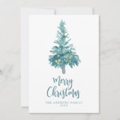Boho Blauwgroen kerstboomstructuur, niet-foto's Feestdagenkaart (Voorkant)
