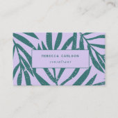 Boho Blauwgroen Lavendel Abstract Grunge Botanisch Visitekaartje (Voorkant)