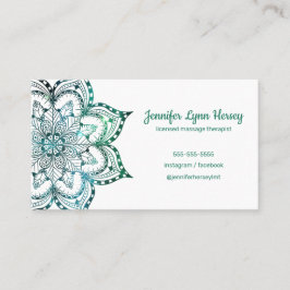 Boho Blauwgroen Mandala Massage Therapy Visitekaartje