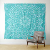 Boho Blauwgroen Mandala Tapestry Wandkleed (In Situ (horizontaal))