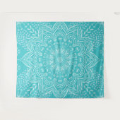 Boho Blauwgroen Mandala Tapestry Wandkleed (Voorkant (horizontaal))