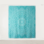 Boho Blauwgroen Mandala Tapestry Wandkleed (Voorkant)