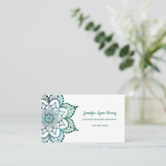 Boho Blauwgroen Mandala Visitekaartje (Staand voorkant)