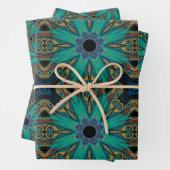 Boho Blauwgroen Peacock Abstract grafisch patroon Inpakpapier Vel (In situ)