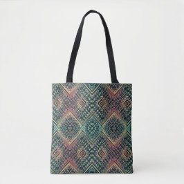 Boho Blauwgroen & Pink Multi Tribal Geïnspireerd Tote Bag