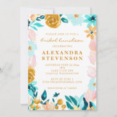 Boho Blauwgroen Waterverf Floral Bridal Luncheon Kaart (Voorkant)