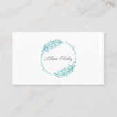 Boho Blauwgroen Waterverf Floral Feather Crest Wre Visitekaartje (Voorkant)