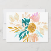 Boho Blauwgroen Waterverf Flowers Foto Weddenschap Save The Date (Achterkant)