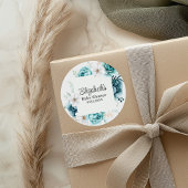 Boho Blauwgroen Wildflower Baby shower Ronde Sticker