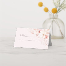 Boho Bleekroze Bloem Bruiloft Plaatskaart