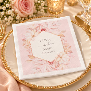 Boho Bleekroze Rozen Bruiloft Servetten