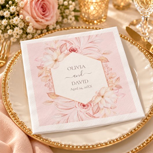 Boho Bleekroze Rozen Bruiloft Servetten