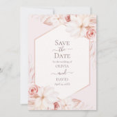 Boho Bleekroze Rozen Save the Date Kaart (Voorkant)