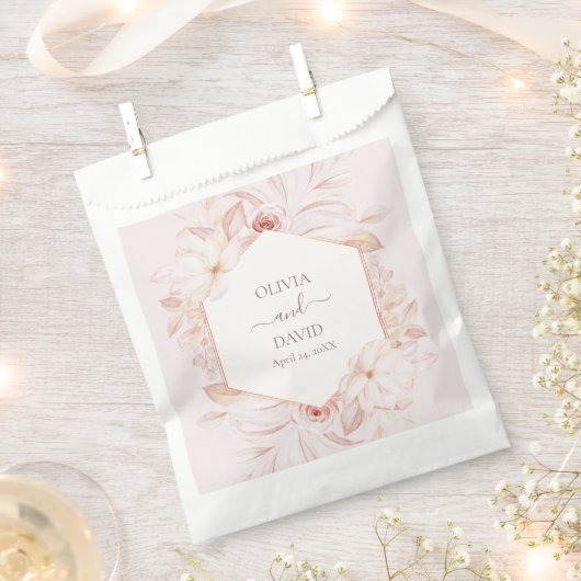 Boho Bleke Roze Rozen Bruiloft Bedankzakje (Geknipt)