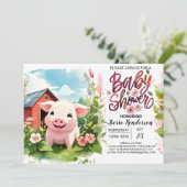 Boho Bliss Boerderij Varkensvarken Baby shower Kaart (Staand voorkant)
