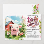 Boho Bliss Boerderij Varkensvarken Baby shower Kaart (Voorkant / Achterkant)