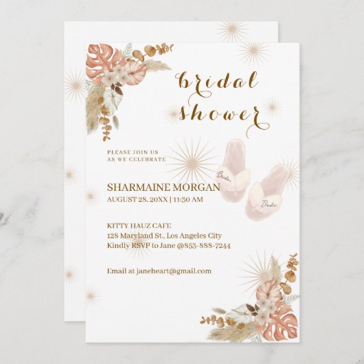 Boho Bliss bruids douche uitnodiging (Voorkant / Achterkant)