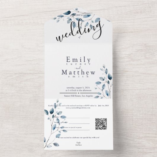 Boho Bliss Bruiloft All In One Uitnodiging (Binnen)