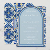 Boho Bliss: Chique Zomer Tegel Trouwceremonie Kaart (Voorkant / Achterkant)