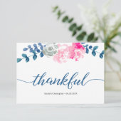 Boho Bliss: Elegante Waterverf dan bloemenbruiloft Bedankkaart (Staand voorkant)