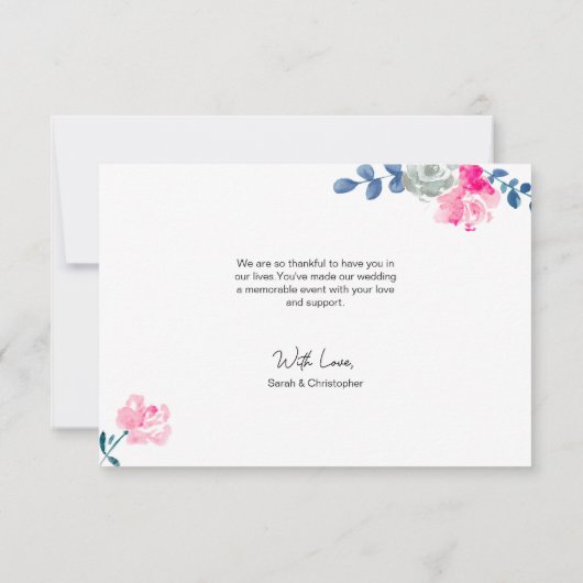 Boho Bliss: Elegante Waterverf dan bloemenbruiloft Bedankkaart (Achterkant)