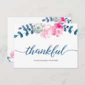 Boho Bliss: Elegante Waterverf dan bloemenbruiloft Bedankkaart (Voorkant / Achterkant)